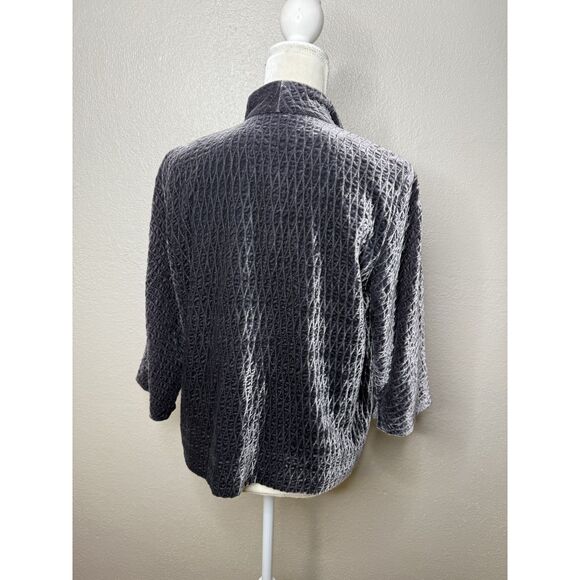 Eileen Fisher Velvet Jacket Petite M Gray Quilted Open Front Formal Silk Blend - Picture 5 of 10